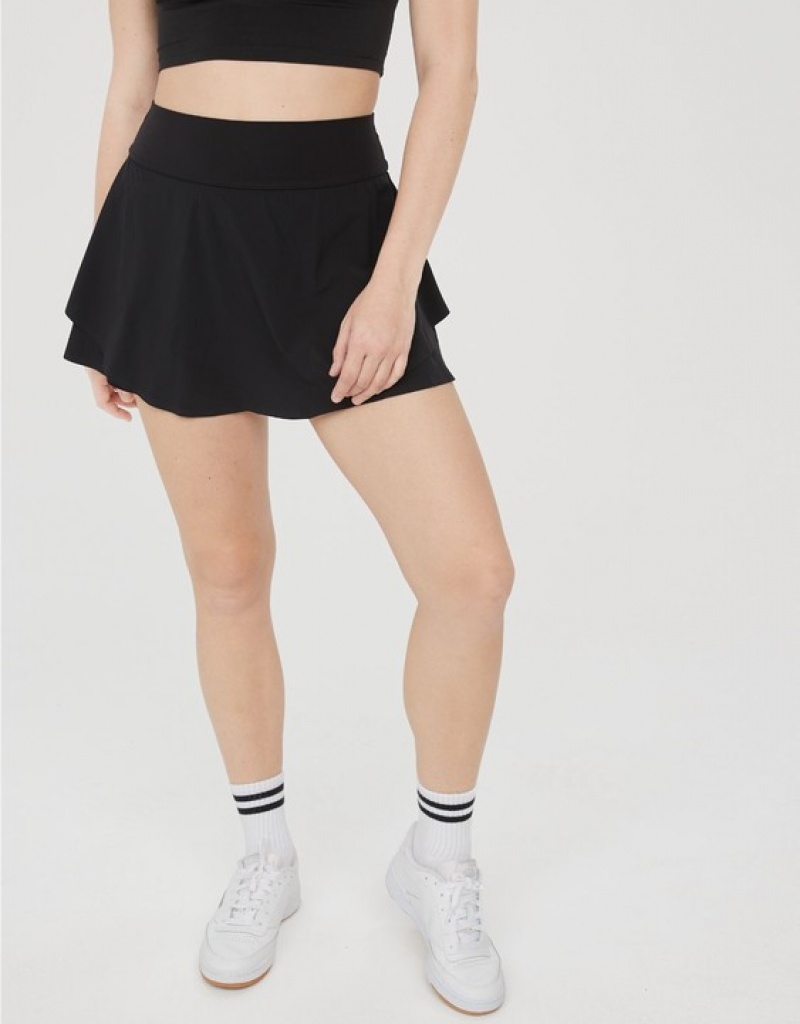 Aerie OFFLINE By Real Me Flowy Skirts Black | GAT-710683