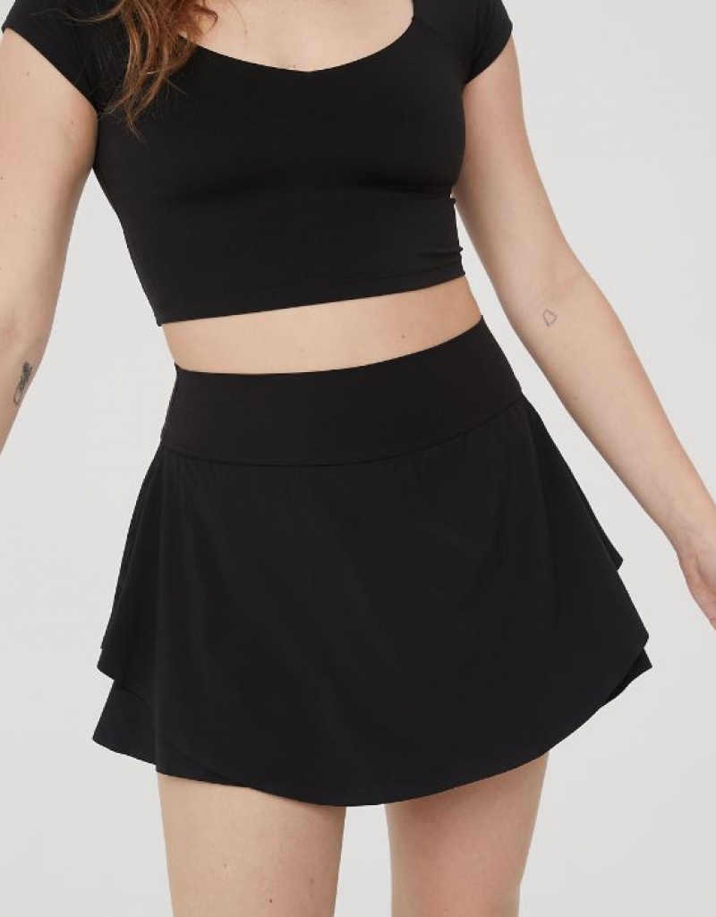 Aerie OFFLINE By Real Me Flowy Skirts Black | GAT-710683