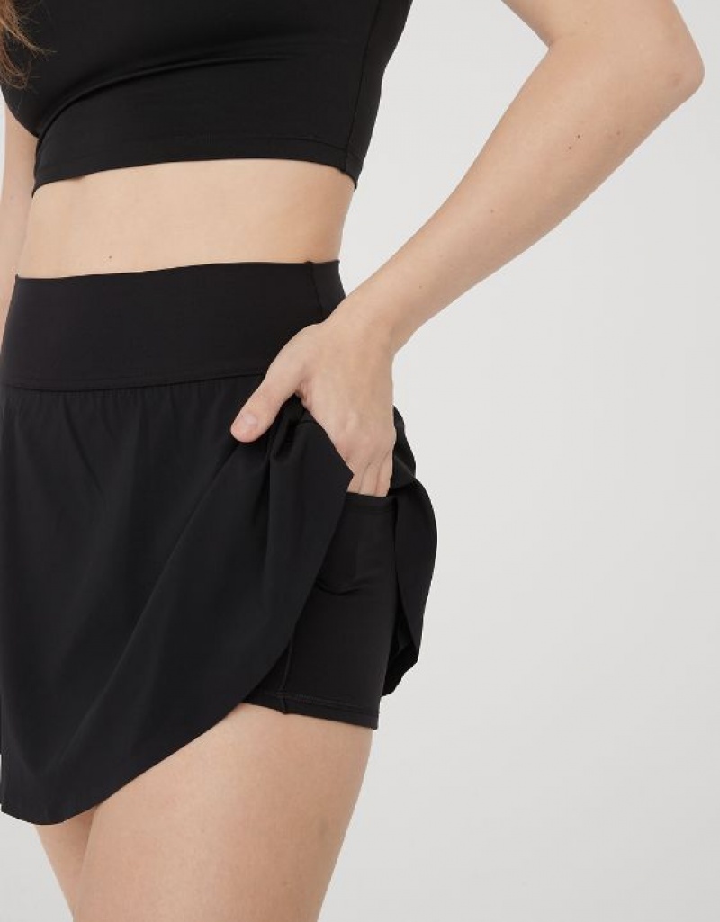 Aerie OFFLINE By Real Me Flowy Skirts Black | GAT-710683