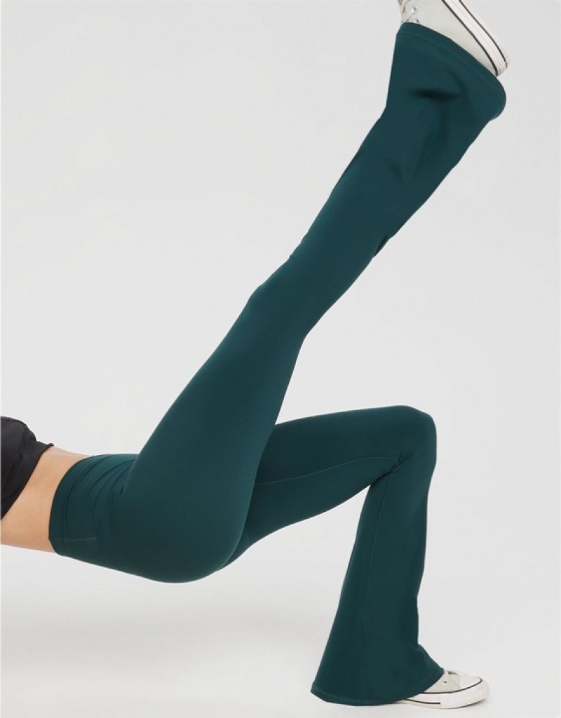 Aerie OFFLINE By Real Me High Waisted Crossover Flare Leggings Deep Green | KOI-253148