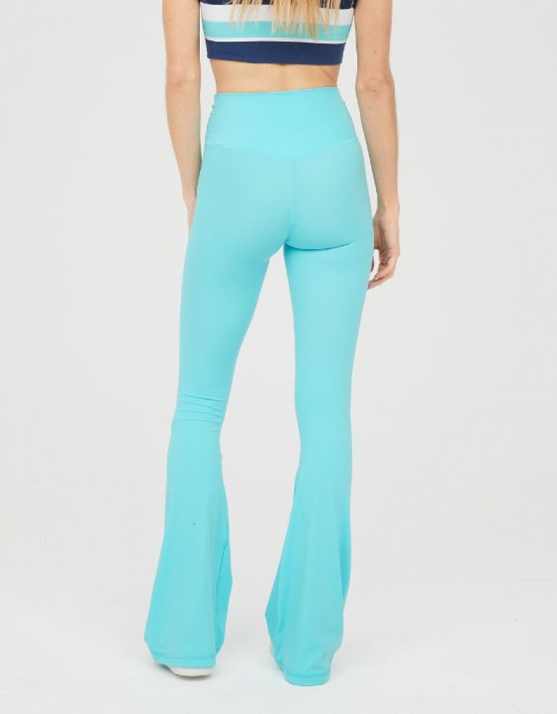 Aerie OFFLINE By Real Me High Waisted Crossover Flare Leggings Blue | OEJ-135609