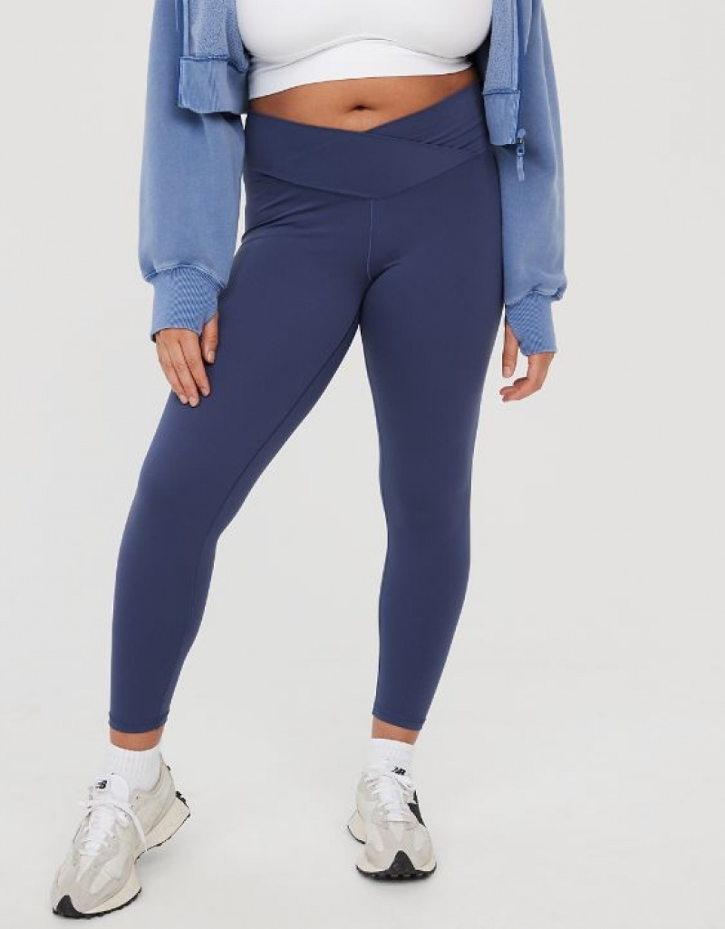 Aerie OFFLINE By Real Me High Waisted Crossover Leggings Blue | NFR-950314