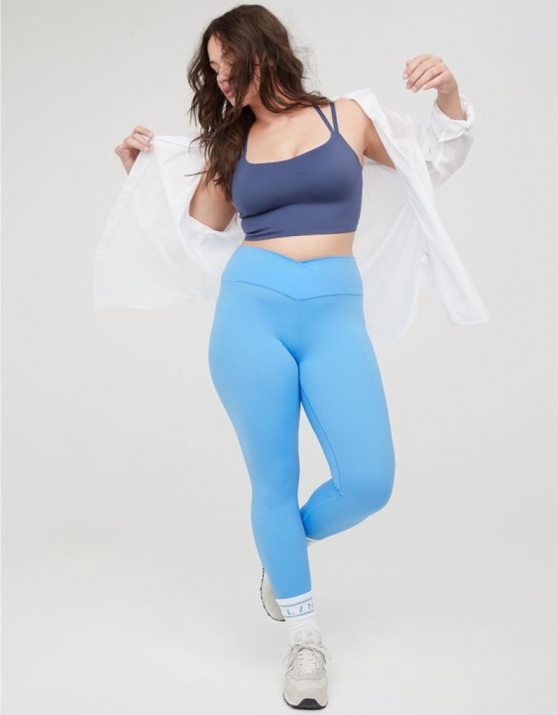 Aerie OFFLINE By Real Me High Waisted Crossover Leggings Blue | GFA-492518