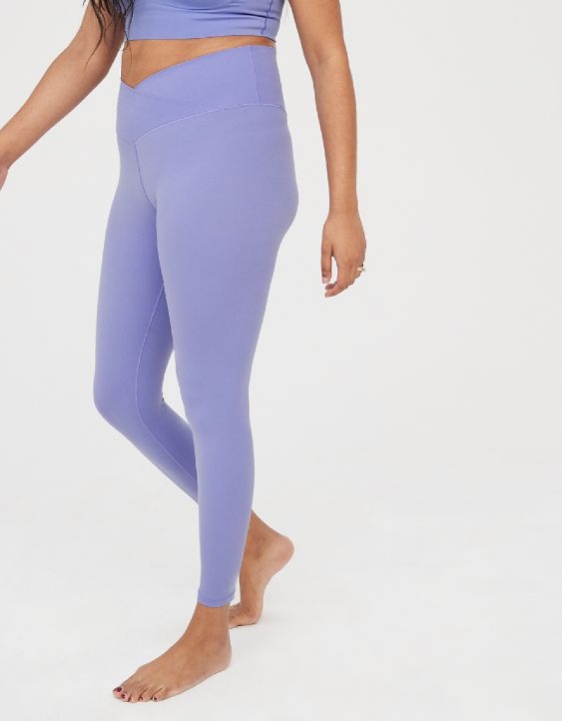 Aerie OFFLINE By Real Me High Waisted Crossover Leggings Purple | PHI-865907