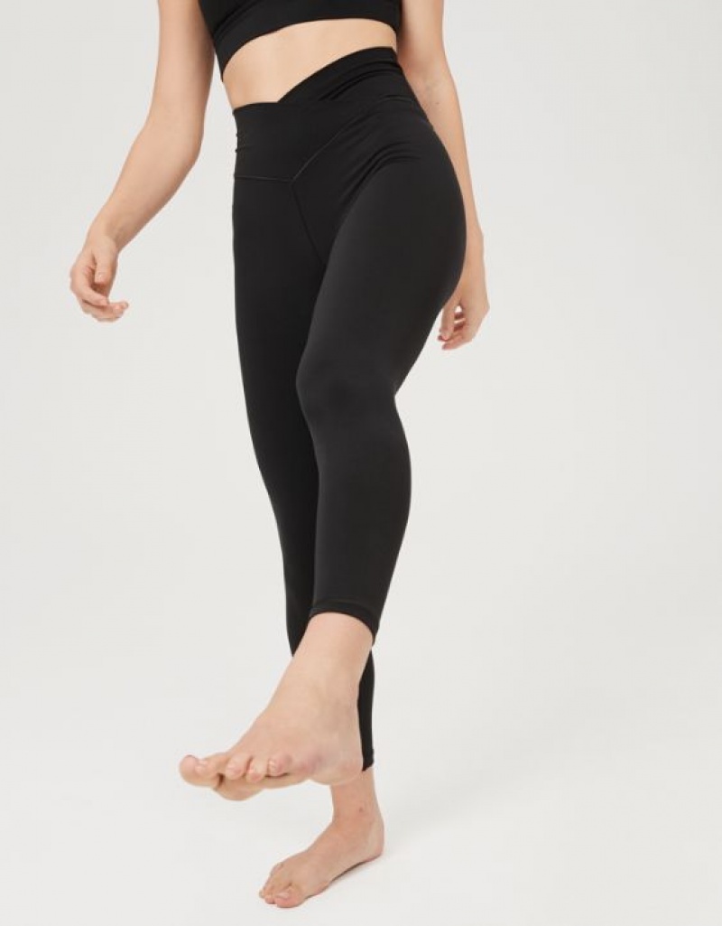 Aerie OFFLINE By Real Me High Waisted Crossover Leggings Black | YJZ-753801