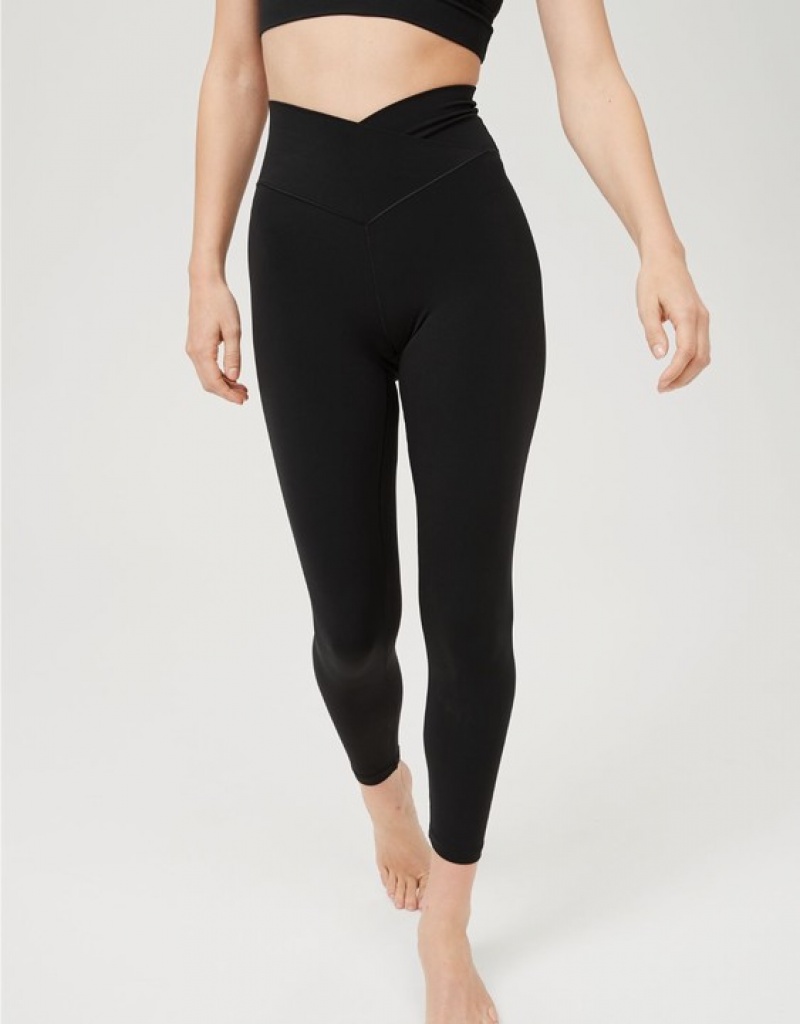 Aerie OFFLINE By Real Me High Waisted Crossover Leggings Black | YJZ-753801