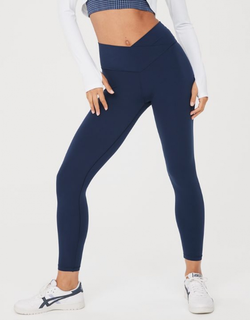 Aerie OFFLINE By Real Me High Waisted Crossover Leggings Royal / Navy | KFM-658207