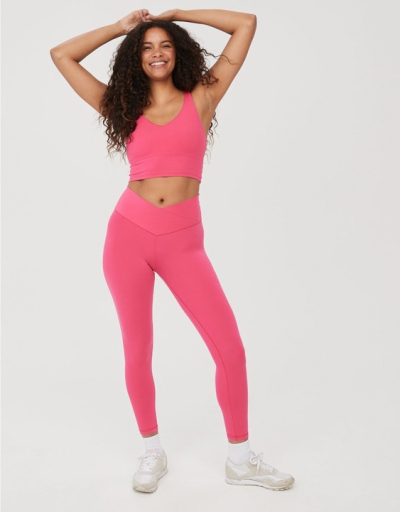 Aerie OFFLINE By Real Me High Waisted Crossover Leggings Pink | XCL-624153