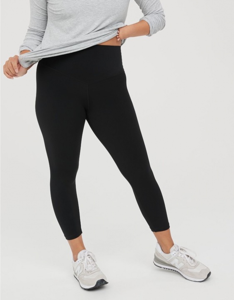 Aerie OFFLINE By Real Me High Waisted Cropped Leggings Black | BFW-861243