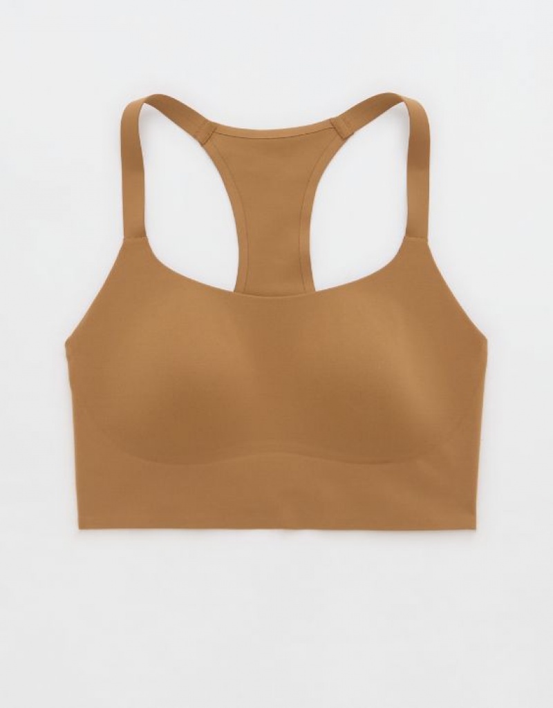 Aerie OFFLINE By Real Me Hold Up! Racerback Sports Bras Beige | KOW-847163