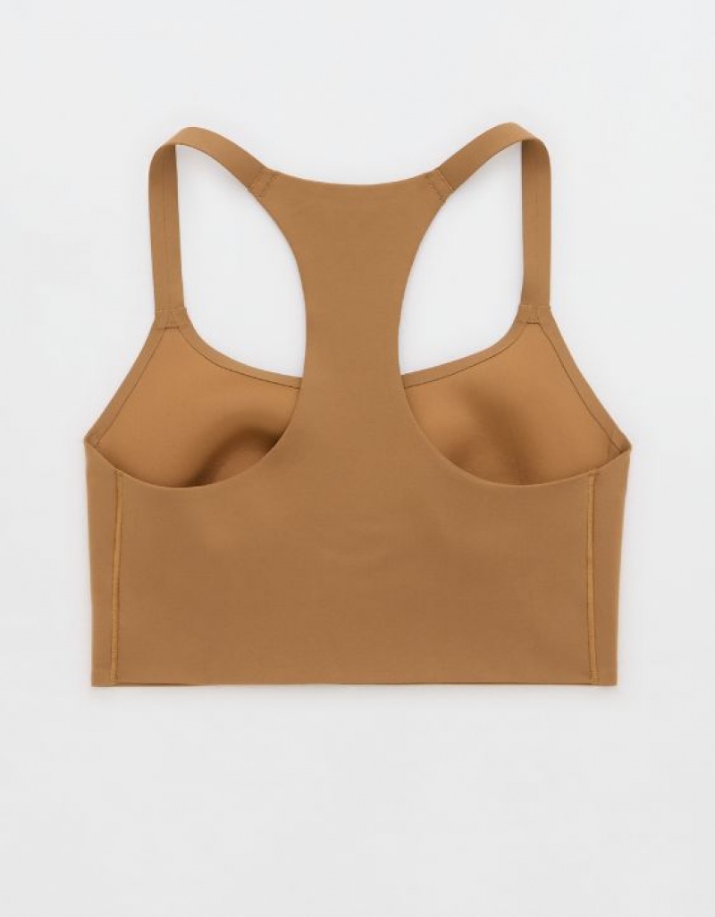 Aerie OFFLINE By Real Me Hold Up! Racerback Sports Bras Beige | KOW-847163