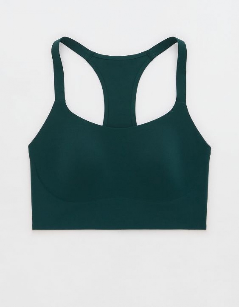 Aerie OFFLINE By Real Me Hold Up! Racerback Sports Bras Deep Green | SDP-871943