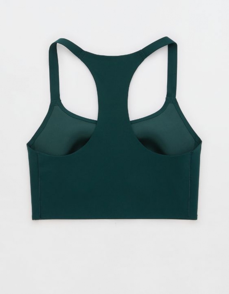 Aerie OFFLINE By Real Me Hold Up! Racerback Sports Bras Deep Green | SDP-871943