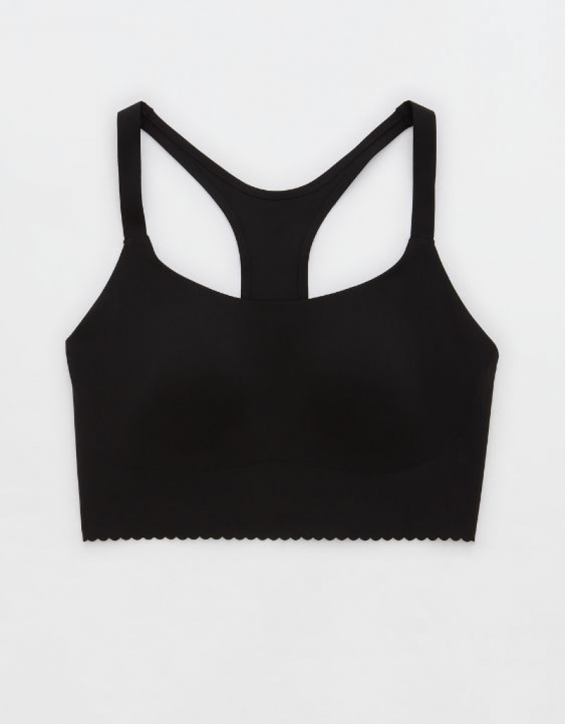 Aerie OFFLINE By Real Me Hold Up! Scallop Sports Bras Black | RZX-976408