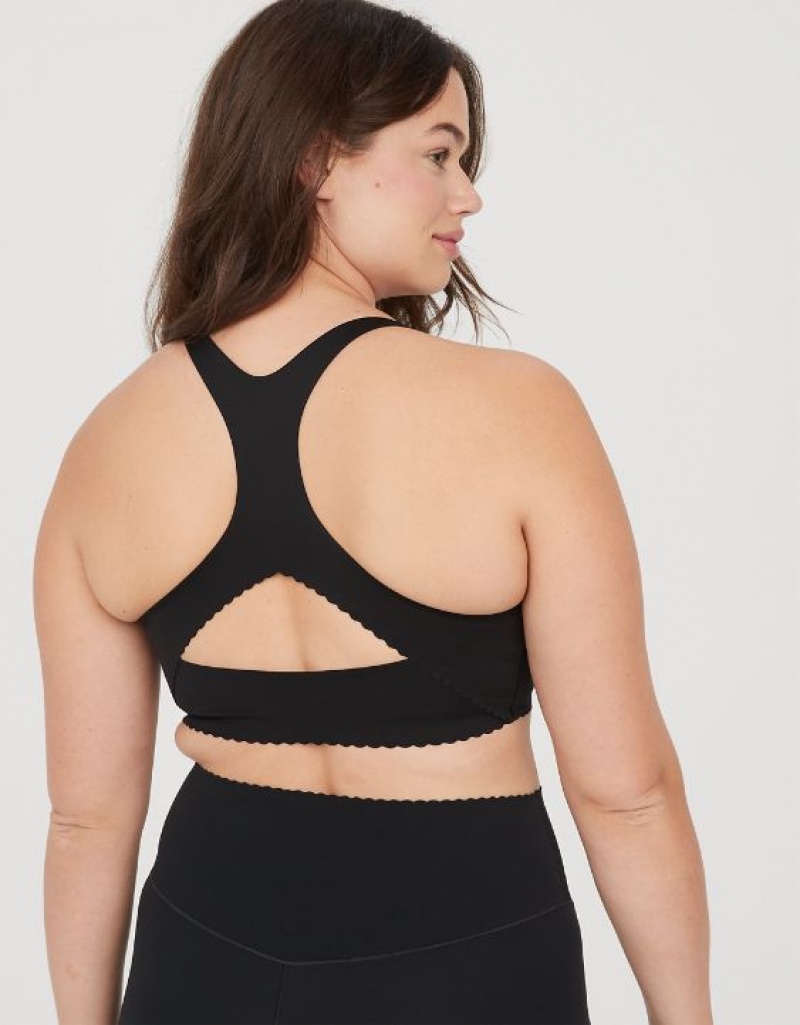 Aerie OFFLINE By Real Me Hold Up! Scallop Sports Bras Black | RZX-976408