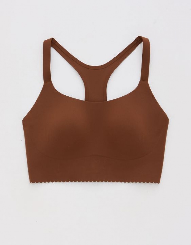 Aerie OFFLINE By Real Me Hold Up! Scallop Sports Bras Brown | TBH-138072