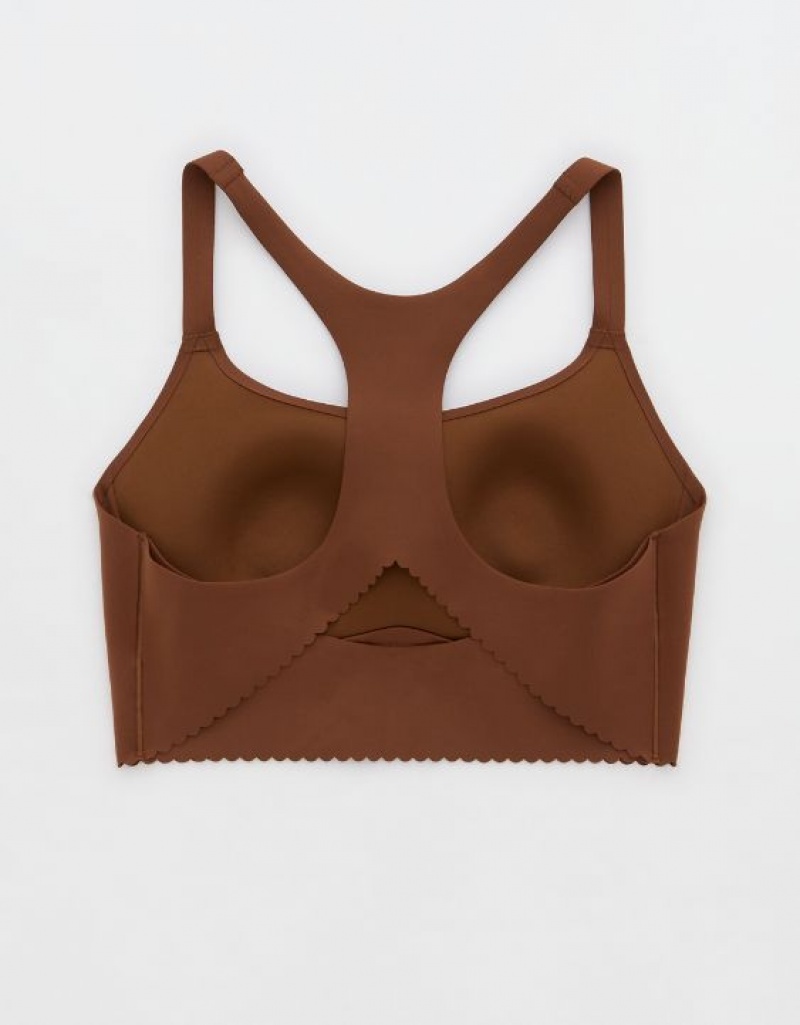 Aerie OFFLINE By Real Me Hold Up! Scallop Sports Bras Brown | TBH-138072