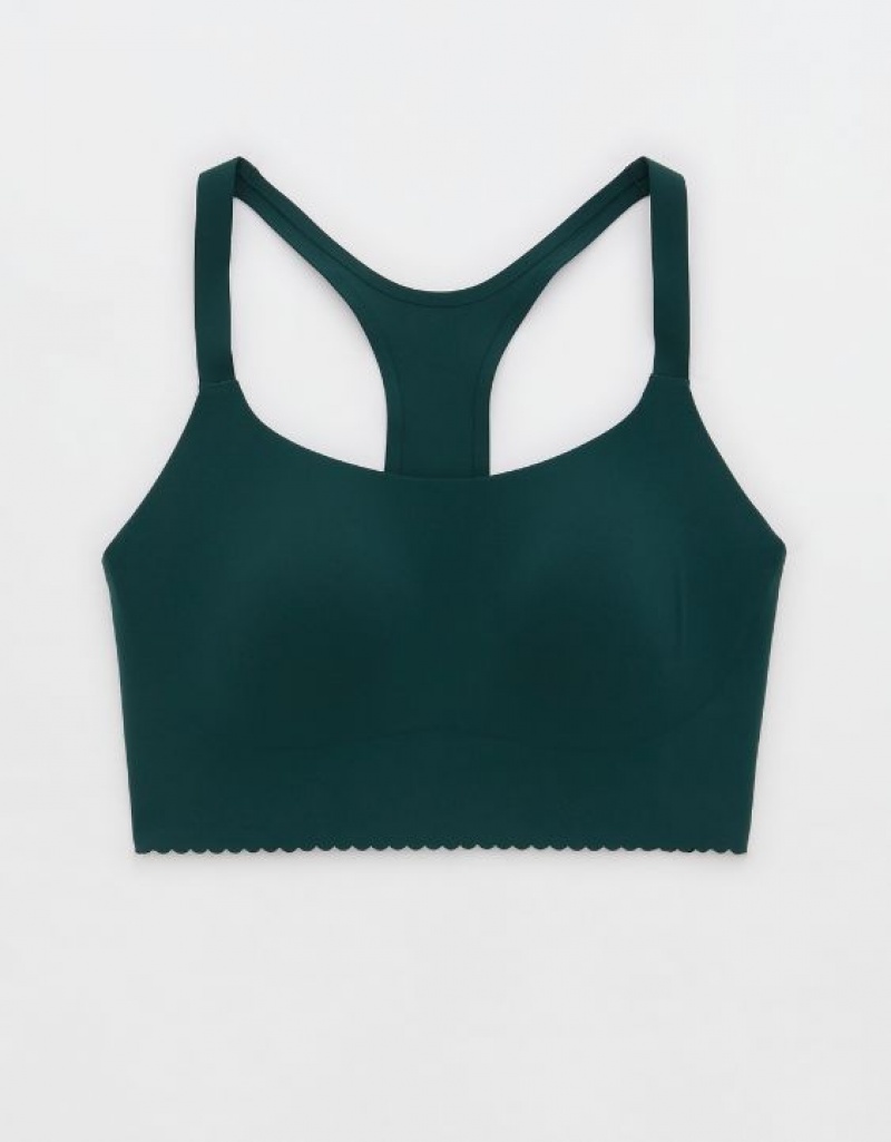 Aerie OFFLINE By Real Me Hold Up! Scallop Sports Bras Deep Green | RNX-601834