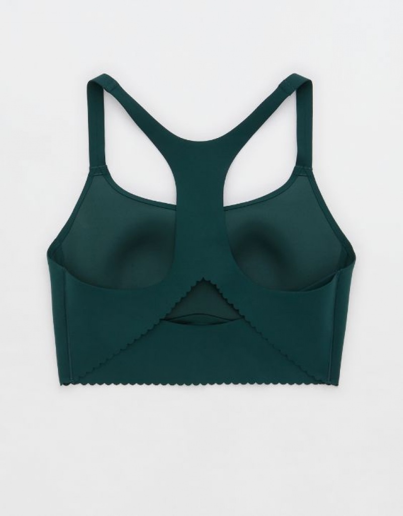 Aerie OFFLINE By Real Me Hold Up! Scallop Sports Bras Deep Green | RNX-601834