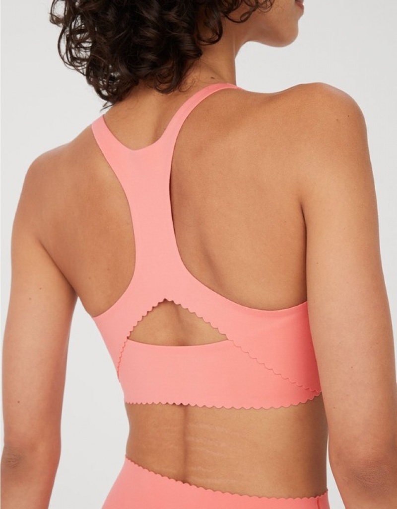 Aerie OFFLINE By Real Me Hold Up! Scallop Sports Bras Coral | SLT-185092