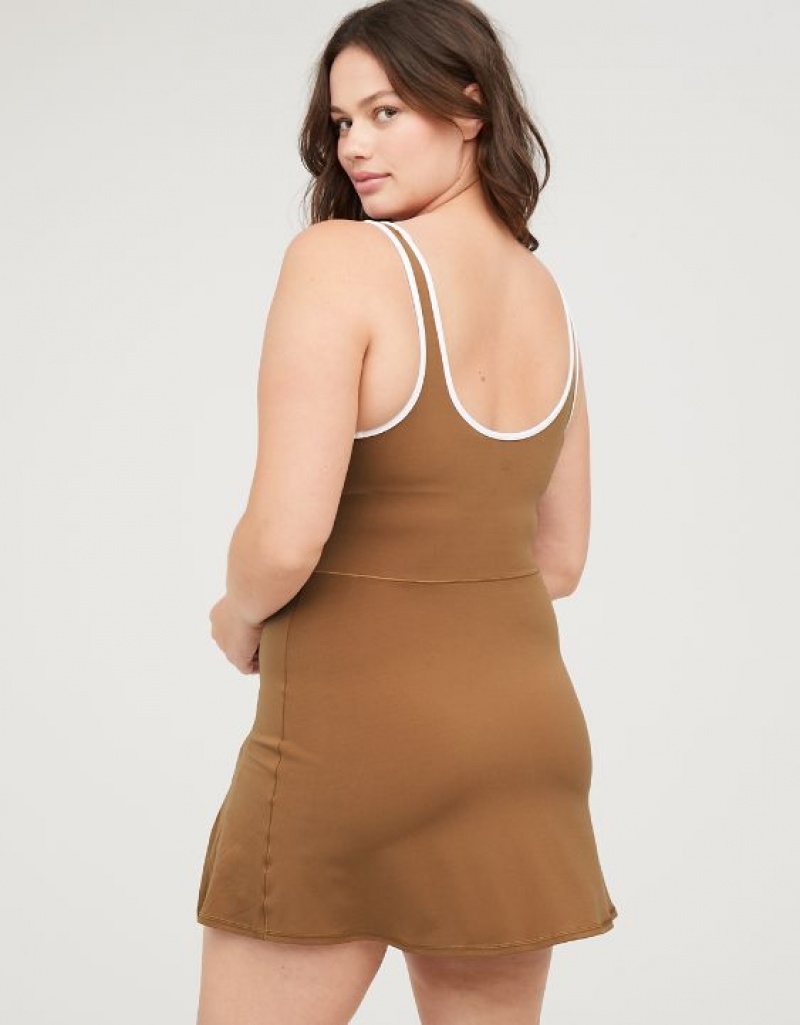 Aerie OFFLINE By Real Me Low Key Dress Brown | YDQ-742651