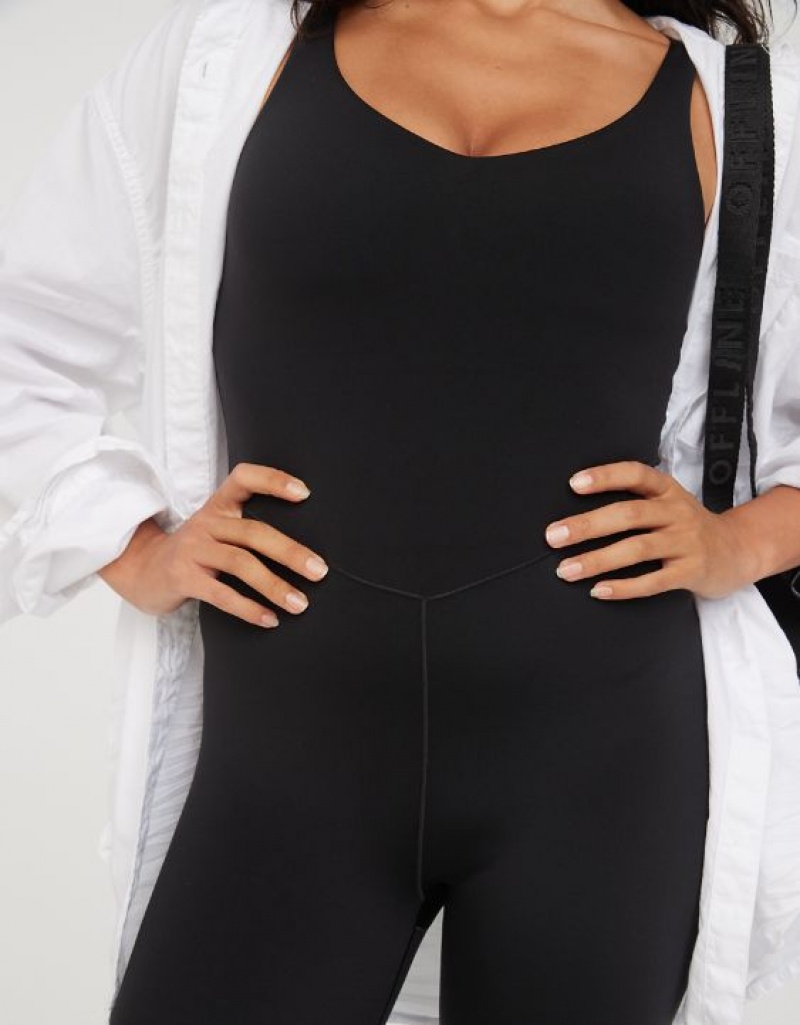 Aerie OFFLINE By Real Me Low Key Jumpsuit Black | IMW-384519