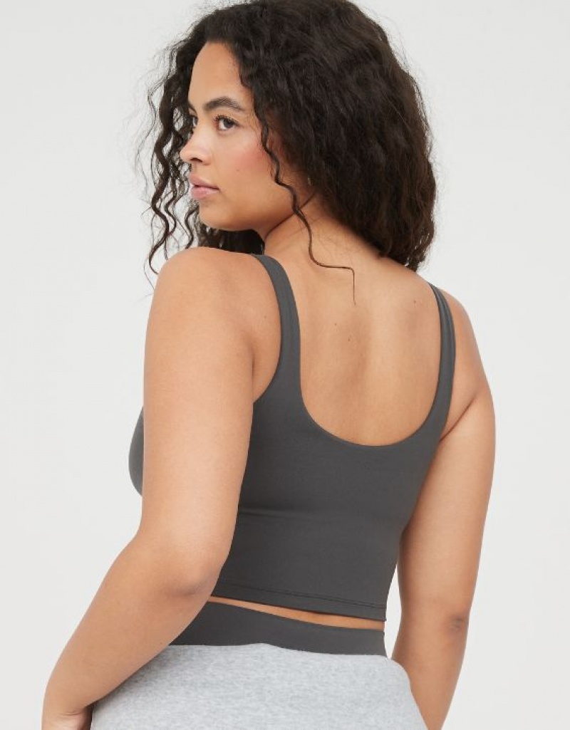 Aerie OFFLINE By Real Me Low Key Longline Sports Bras Grey | AON-925783