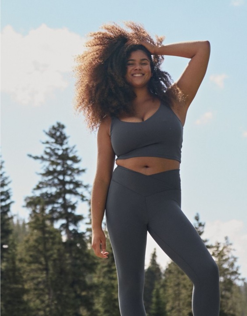 Aerie OFFLINE By Real Me Low Key Longline Sports Bras Grey | AON-925783