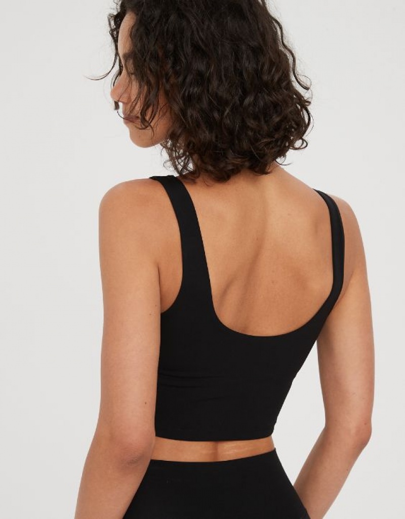 Aerie OFFLINE By Real Me Low Key Longline Sports Bras Black | VRE-932867