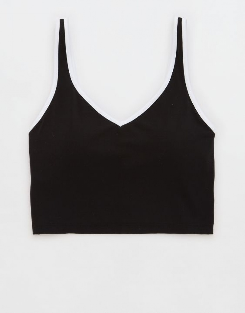 Aerie OFFLINE By Real Me Low Key Longline Sports Bras Black | IVB-836207