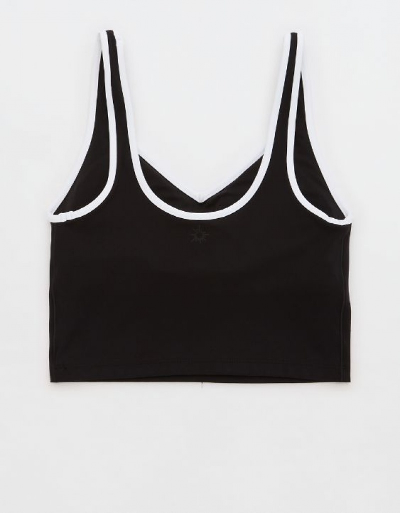 Aerie OFFLINE By Real Me Low Key Longline Sports Bras Black | IVB-836207