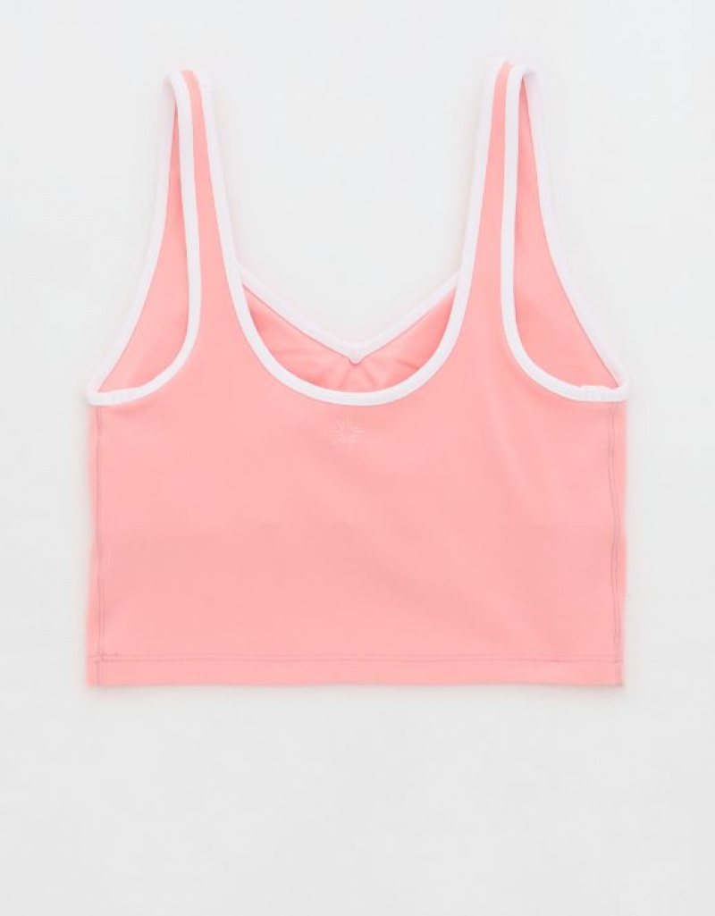 Aerie OFFLINE By Real Me Low Key Longline Sports Bras Pink | KUJ-548976