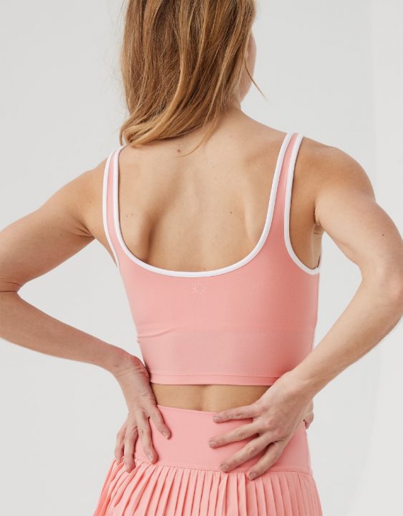 Aerie OFFLINE By Real Me Low Key Longline Sports Bras Pink | KUJ-548976