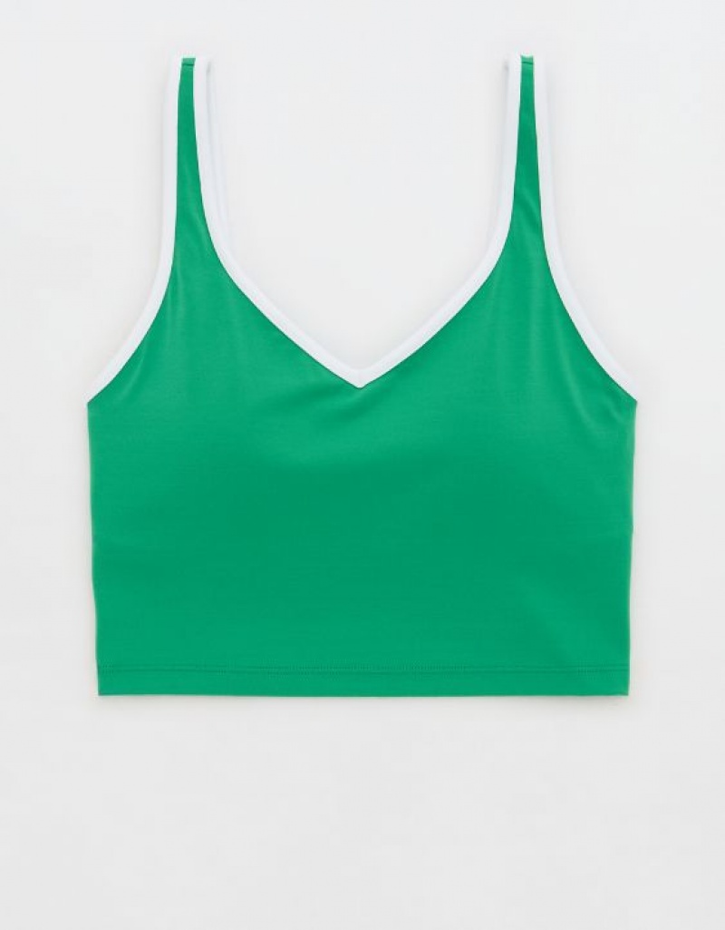 Aerie OFFLINE By Real Me Low Key Longline Sports Bras Green | STZ-325190