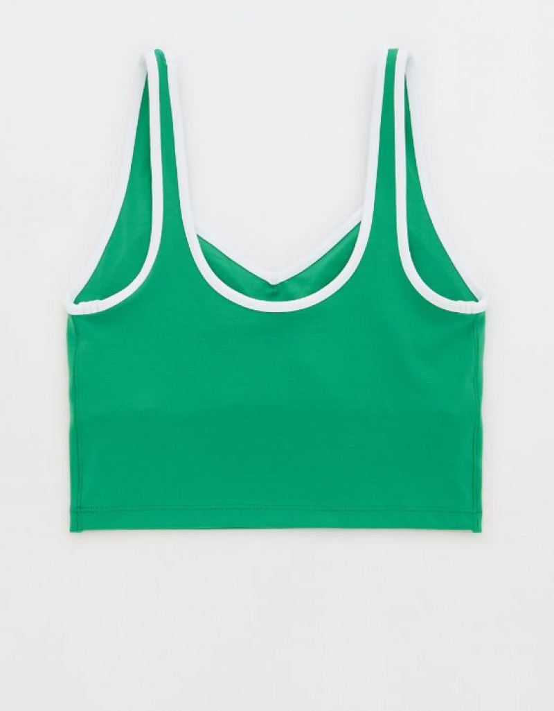 Aerie OFFLINE By Real Me Low Key Longline Sports Bras Green | STZ-325190