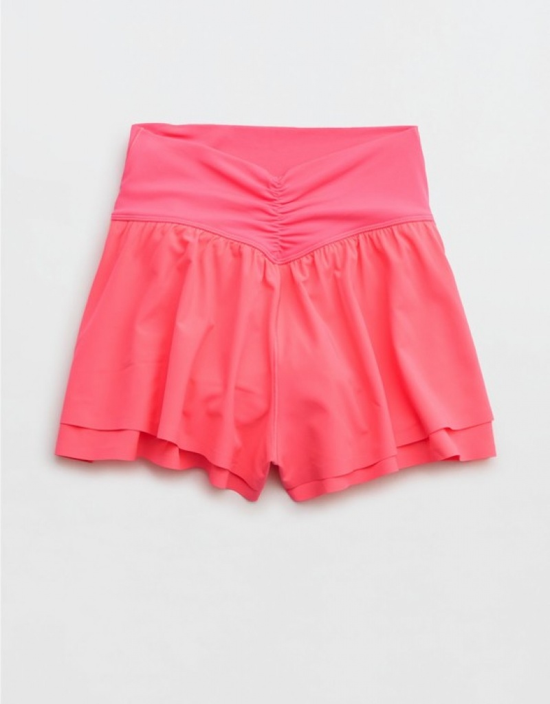 Aerie OFFLINE By Real Me Ruched Flowy Shorts Pink | BGD-790142