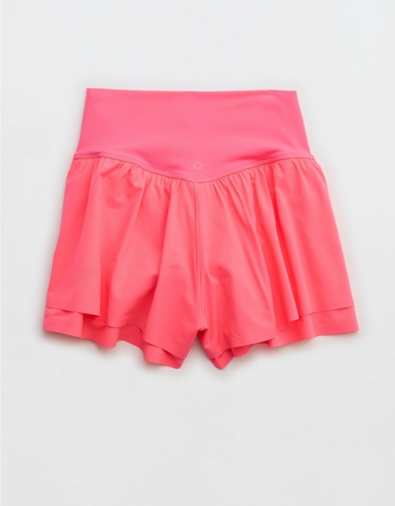 Aerie OFFLINE By Real Me Ruched Flowy Shorts Pink | BGD-790142