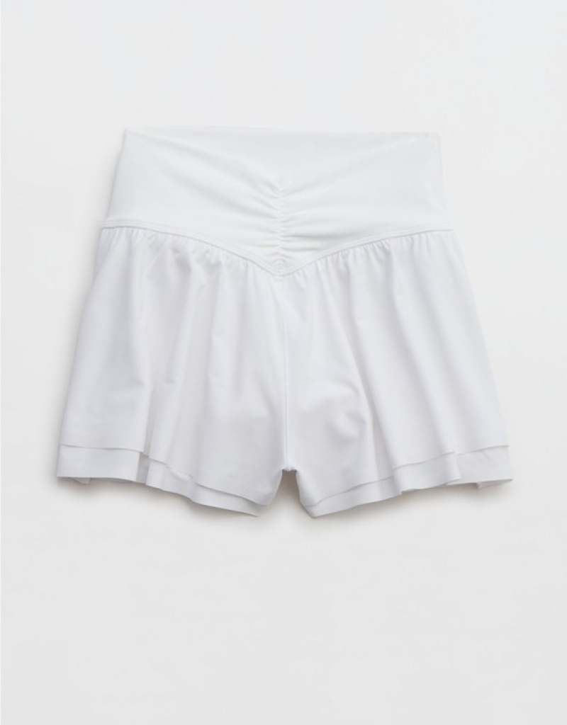 Aerie OFFLINE By Real Me Ruched Flowy Shorts White | CGQ-782045