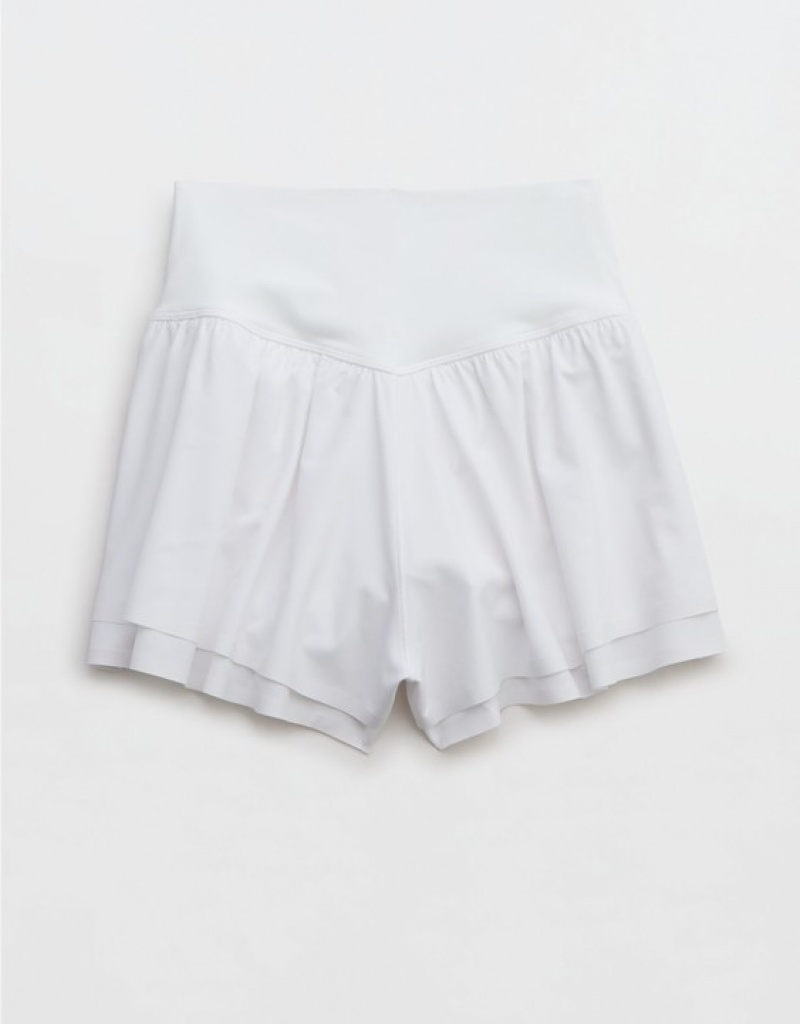 Aerie OFFLINE By Real Me Ruched Flowy Shorts White | CGQ-782045