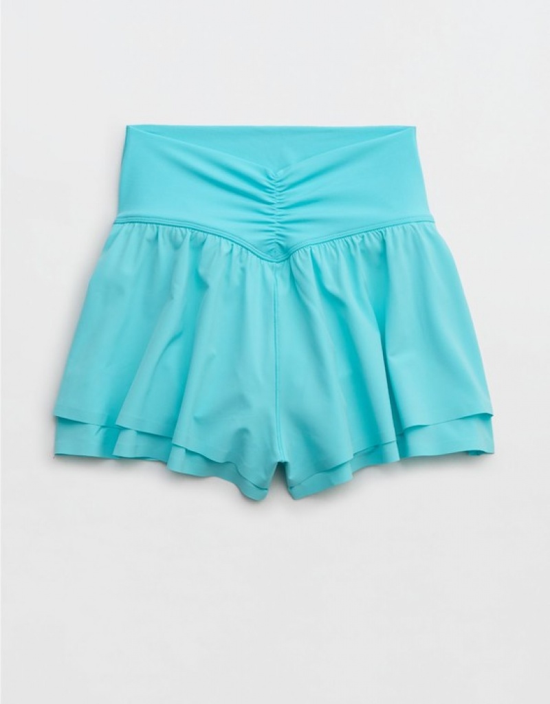 Aerie OFFLINE By Real Me Ruched Flowy Shorts Blue | OLB-206837