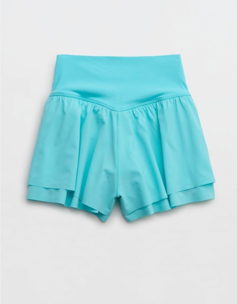 Aerie OFFLINE By Real Me Ruched Flowy Shorts Blue | OLB-206837