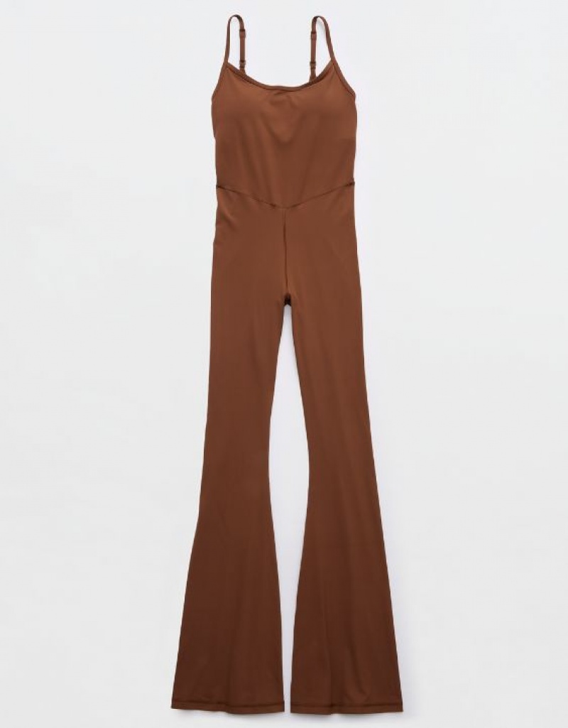 Aerie OFFLINE By Real Me Xtra Flare Jumpsuit Brown | ZVG-452693