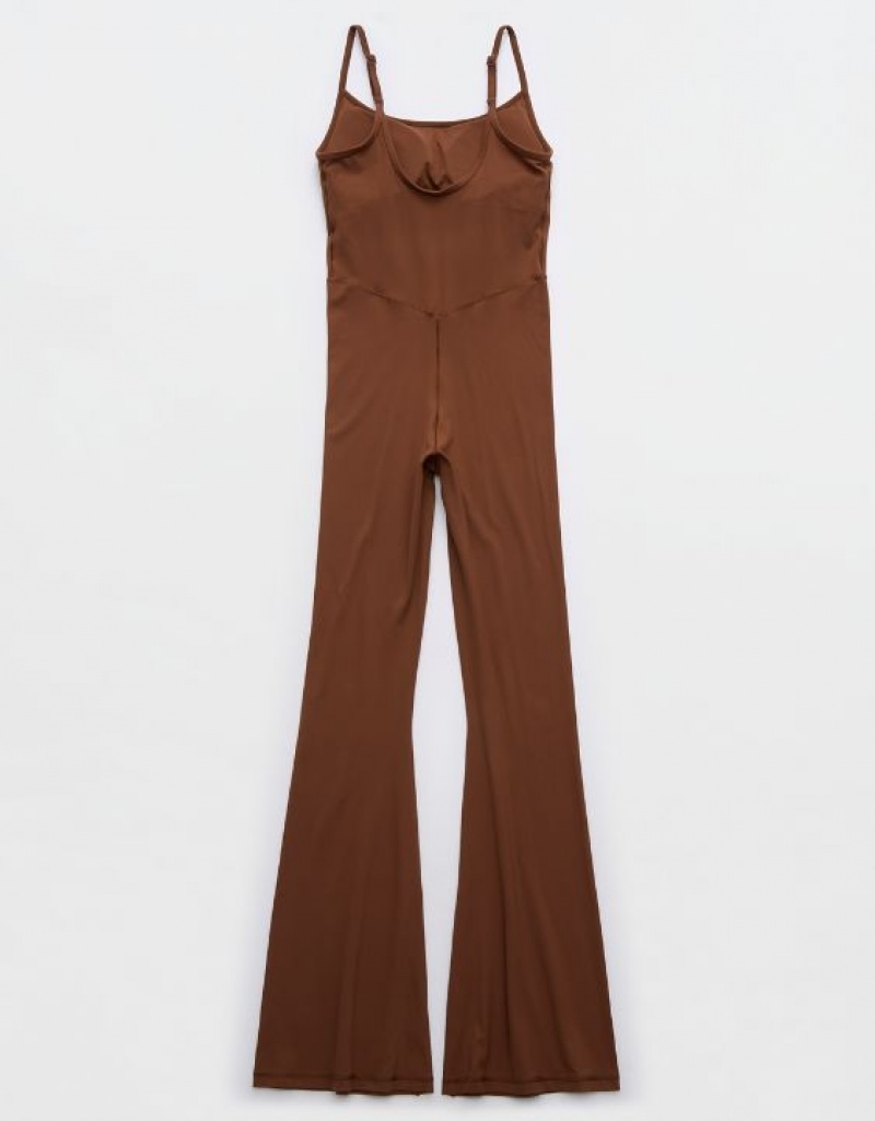 Aerie OFFLINE By Real Me Xtra Flare Jumpsuit Brown | ZVG-452693