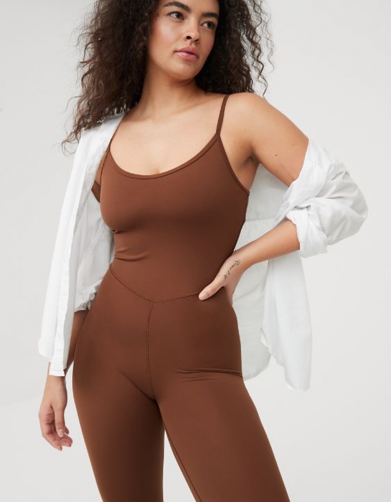 Aerie OFFLINE By Real Me Xtra Flare Jumpsuit Brown | ZVG-452693