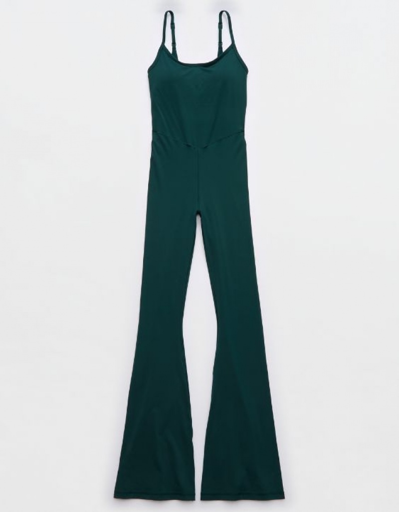 Aerie OFFLINE By Real Me Xtra Flare Jumpsuit Deep Green | QWJ-759601