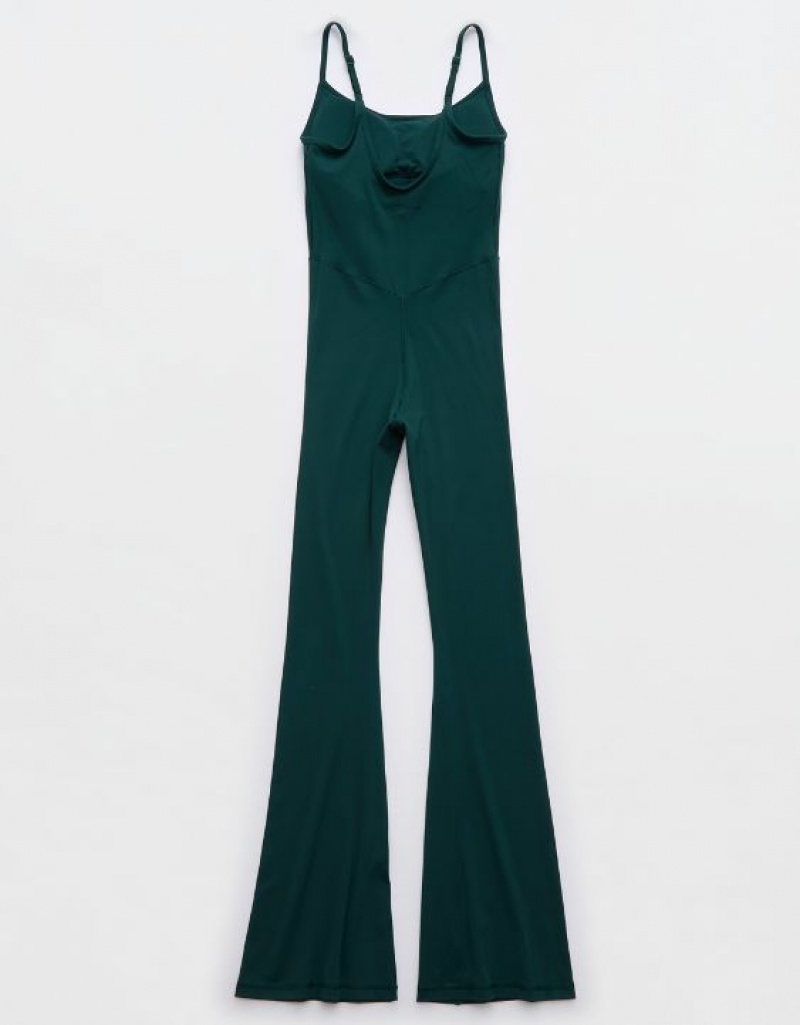 Aerie OFFLINE By Real Me Xtra Flare Jumpsuit Deep Green | QWJ-759601