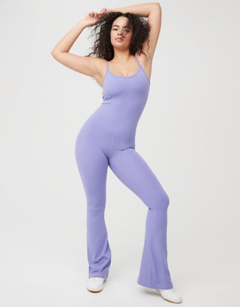 Aerie OFFLINE By Real Me Xtra Flare Jumpsuit Purple | MPD-714803