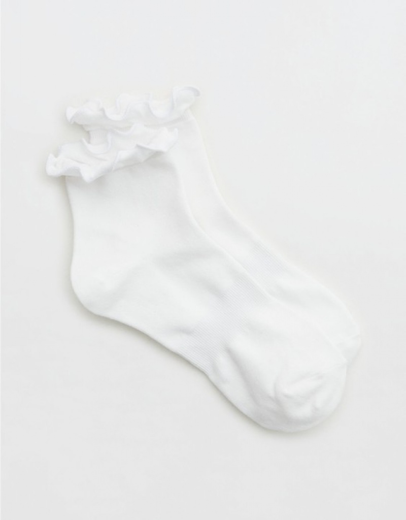 Aerie OFFLINE By Ruffle Ribbed Socks White | NLW-631857