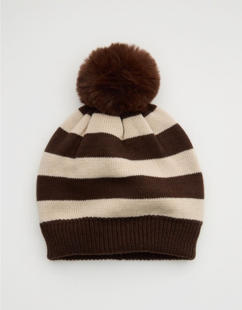 Aerie OFFLINE By Ski Beanie White / Brown | QWU-438109