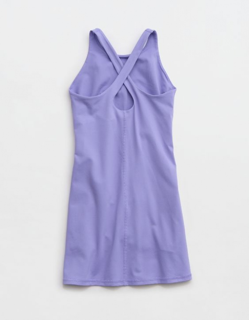 Aerie OFFLINE By The Hugger High Neck Dress Purple | EQF-573146